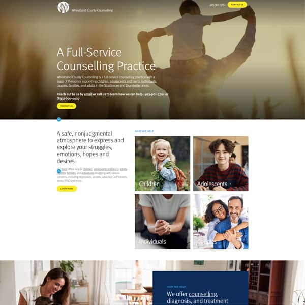 A website design for a full service counseling practice.